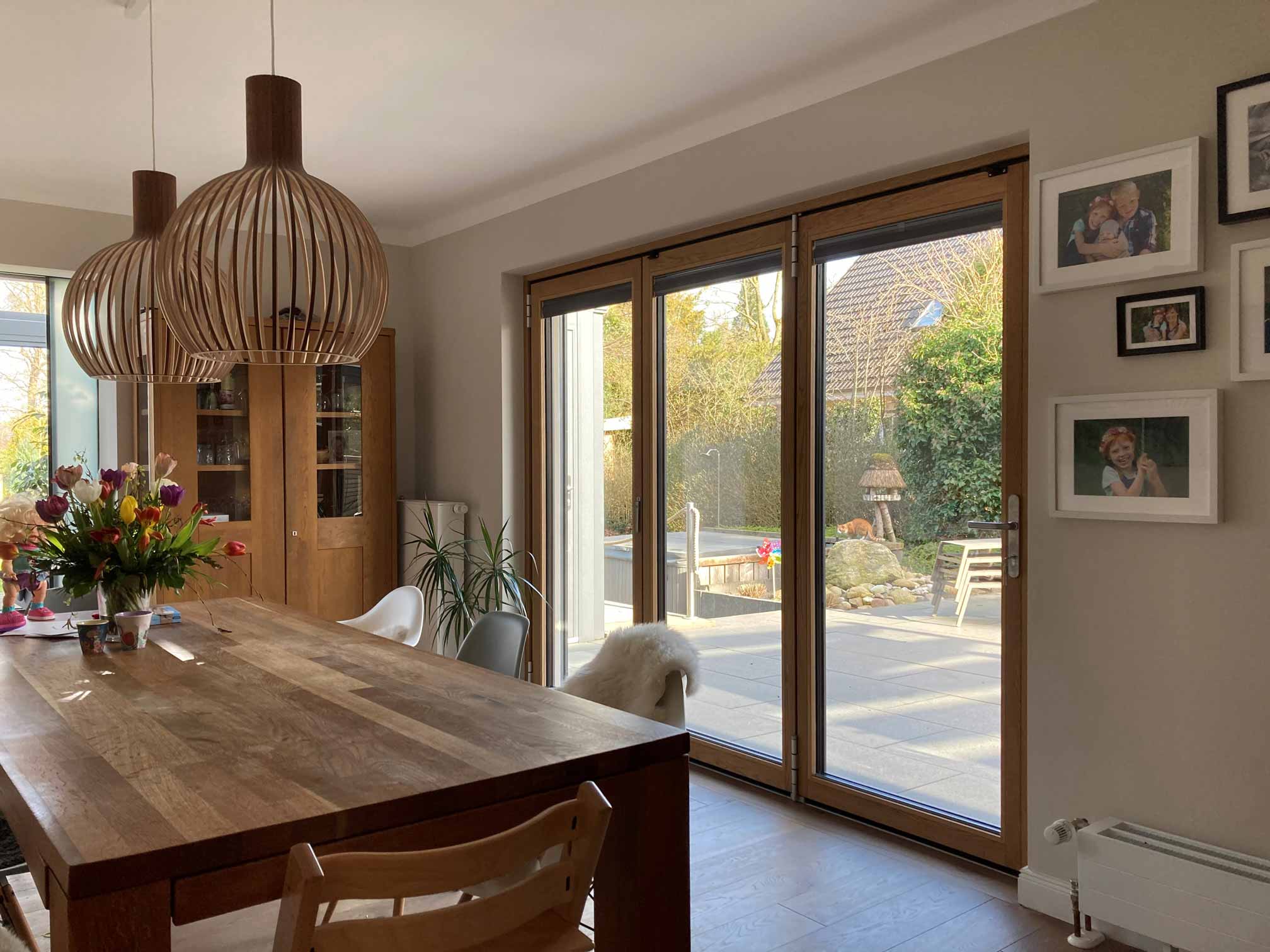 Solarlux Referenz Glasfaltwand Combiline innen Holz von Sonne Rundum in Hamburg